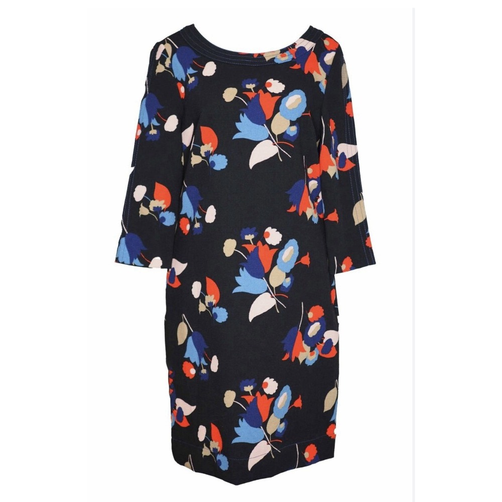 BODEN Sz 10 Alda Shift Dress Black Posey Mod Floral  Abstract Artsy Bloomcore‎